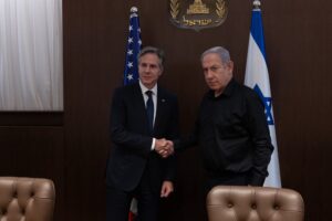 美國國務卿布林肯（Antony Blinken）、納坦雅胡（Benjamin Netanyahu）