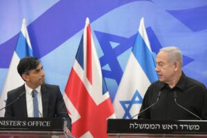 英國首相蘇納克（Rishi Sunak）、以色列總理納坦雅胡（Benjamin Netanyahu）