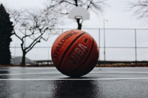 NBA Spalding basketball in court