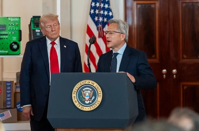 美國總統川普（Donald Trump）、輝達（NVIDIA）執行長黃仁勳