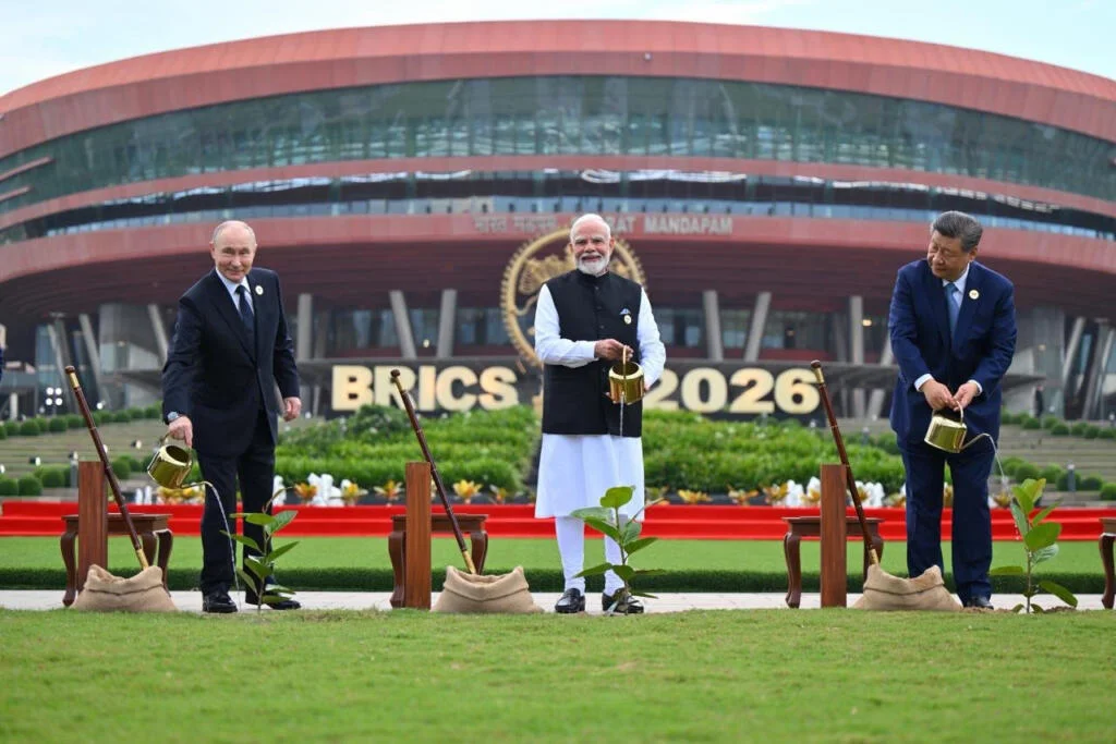 俄羅斯總統普京（Vladimir Putin）、印度總理莫迪（Narendra Modi）、中國國家主席習近平